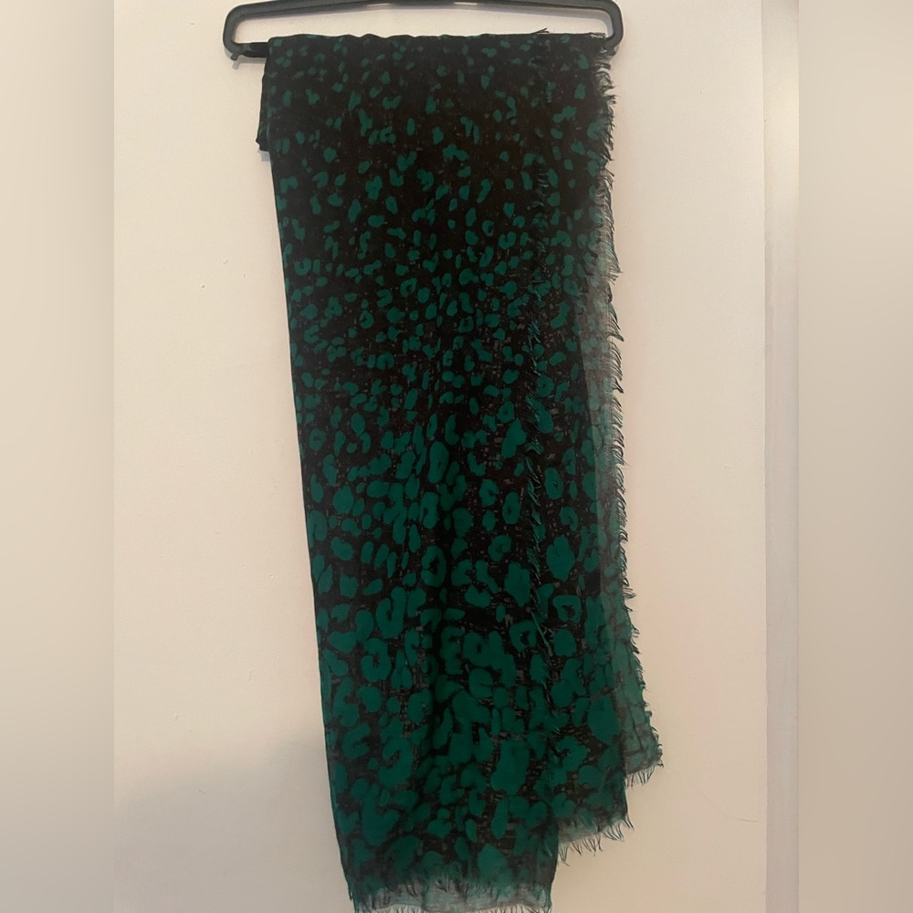 Black and Green Patterned Scarf - Warehouse